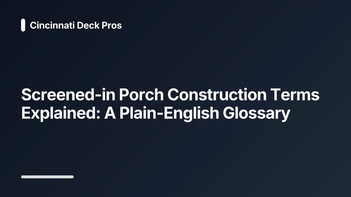 screened in porch construction glossary