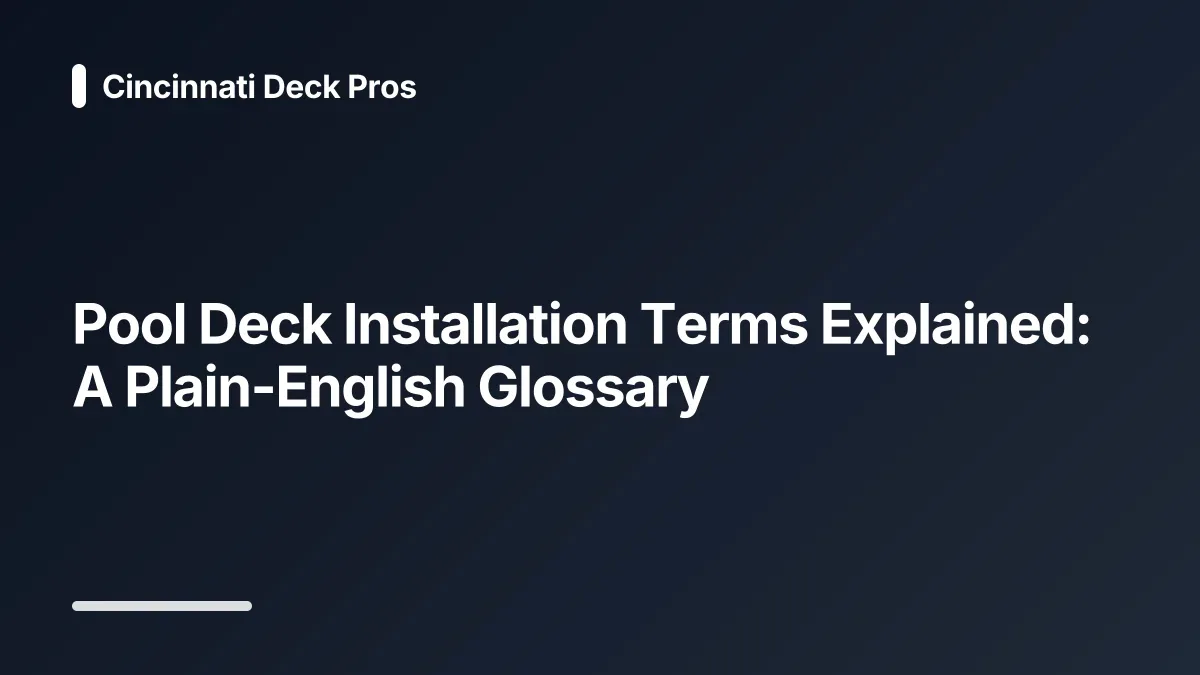 pool deck installation glossary